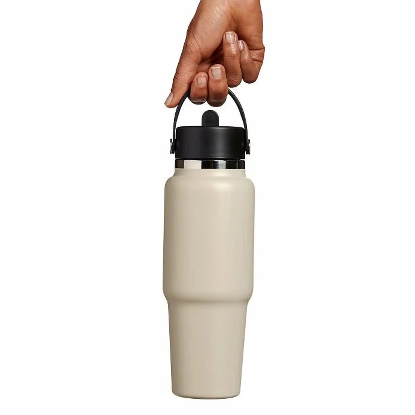 32 oz Wide Mouth Travel Bottle with Flex Straw Cap Beige Color
